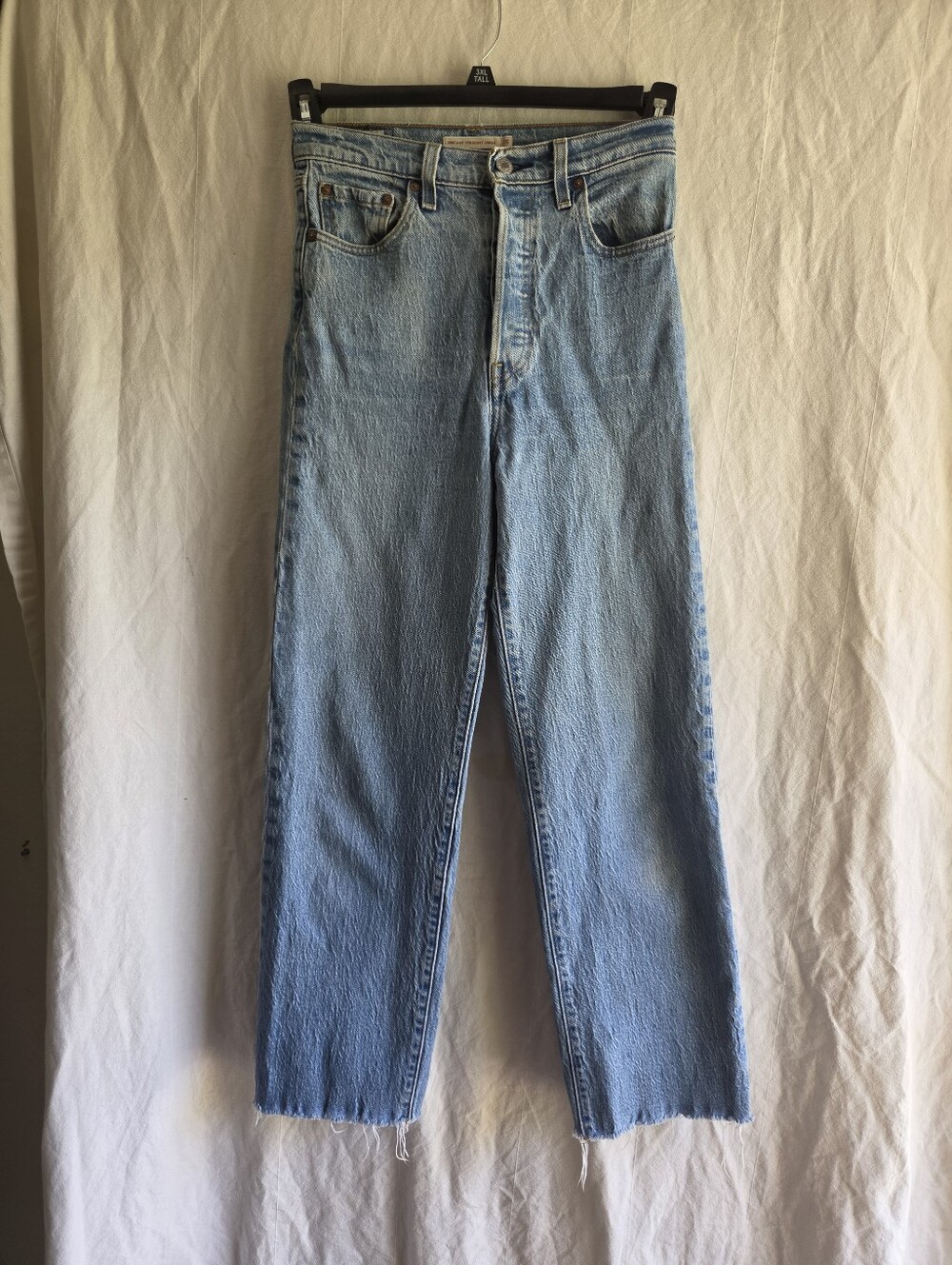 Levi's Ribcage Straight Ankle Jeans Womens 26x28 High Rise Button Fly Raw Hem